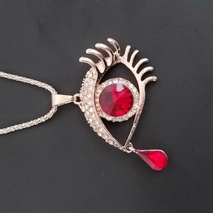 NWT Crystal RED Eye Necklace by Betsey Johnson
